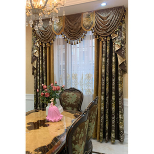 欧式窗帘客厅奢华大气 简欧豪华雪尼尔美式别墅成品 法式复古高档