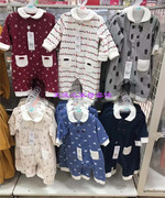 日本本土阿卡佳婴儿连体衣加厚加绒宝宝长袖连身衣爬服春秋外出服