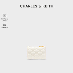 charles&keith时尚，卡包ck6-10770565经典菱格多卡位短款钱包女包