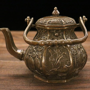 仿古纯铜壶摆件八宝水壶，茶壶装饰工艺，古玩收藏杂项铜器