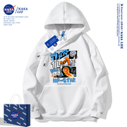 NASA联名连帽卫衣男2023秋季潮流宽松百搭时尚青少年外套上衣