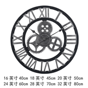 齿轮挂钟loft工业机械风复古钟表镂空客厅时钟店铺Z装饰静音创