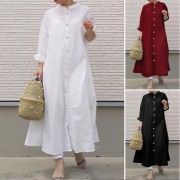 Loose long shirt long sleeve dress棉麻宽松长款衬衫长袖连衣裙