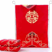 婚庆毛s巾结婚红色，一对新娘陪嫁用品喜庆喜字回礼毛巾礼盒