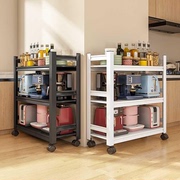 家用厨房简易货架置物架可移动收纳架储物架多功能微波炉烤箱锅架