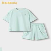 巴拉巴拉男童女童短袖套装，中大童运动防晒两件套2024夏装童装
