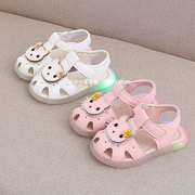 夏季女童宝宝亮灯公主鞋小女孩凉鞋软底婴儿童鞋子1-2-3岁
