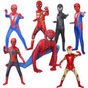 超凡蜘蛛侠衣服儿童男孩套装，平行宇宙黑蜘蛛，钢铁蜘蛛侠连体紧身衣