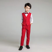 定制2018男童红色礼服小西服，外套儿童西装钢琴演出服小男孩秋