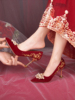婚鞋秋冬女新娘鞋，不累脚结婚鞋禾秀婚纱两穿红色，高跟鞋小众高级感