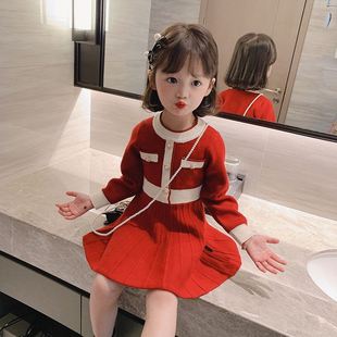 女童名媛风小香风套装连衣裙2024年秋冬儿童公主裙宝宝洋气潮