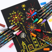 丙烯马克笔12色套装2.0mm涂鸦彩绘记号笔DIY黑卡笔儿童安全无毒