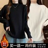 单/两件 大码女装胖mm半高领长袖t恤女秋冬新款宽松德绒打底衫女