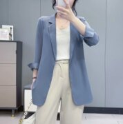韩版小西装外套女七分袖气质，雪纺上衣2024年夏季防晒薄款西服