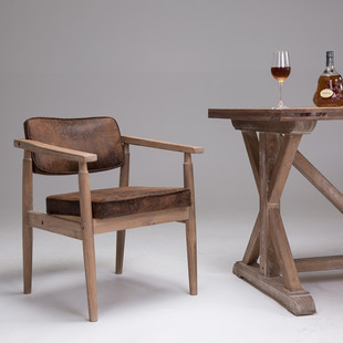 实木北欧复古扶手家用靠背椅欧式咖啡椅餐厅，餐椅书房休闲椅子
