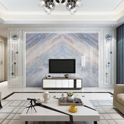 微晶石电视背景墙瓷砖岩板大理石材，客厅现代简约影视墙装饰蓝