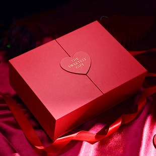 情人节红色礼物盒空盒子包装盒，盒子口红化妆品盒子生日结婚盒