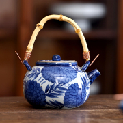 景德镇手绘复古茶壶功夫茶具茶壶，陶瓷青花茶壶，复古家用功夫茶具