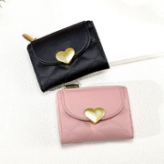 韩版女士钱包女生，钱包短款卡包纯色，简约零钱包钱夹