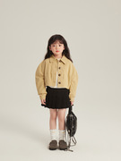 韩版女童翻领夹克衫复古短款风衣宝宝外套儿童春秋装百搭长袖上衣