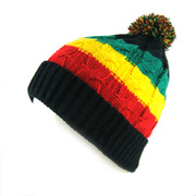 牙买加雷鬼reggae毛线帽，男女潮人街舞冷帽麻花，辫拼色针织毛球帽子