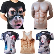同款衣服情侣短袖t恤肌肉男夏季半袖3D恶搞个性大猩猩猴子印花潮