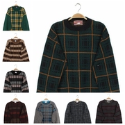 秋冬日本vintage复古古着孤品，羊毛衣男套头毛衣，格子方格波普风