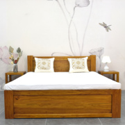 北方老榆木1.8米1.5米实木双人床免漆简约新中式工厂卧室家具