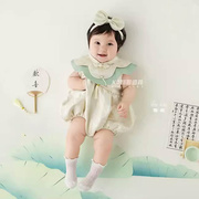 新中式宝宝百天照主题套装国风，古装婴儿影楼儿童周岁女童摄影道具