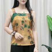 香云纱碎花吊带新中式，内搭上衣春夏妈妈打底衫，真丝短款女士小背心