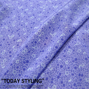 宽幅 暗紫小碎花 真丝双绉  100%桑蚕丝服装布料面料