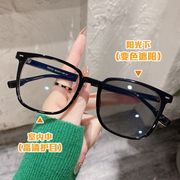 防蓝光变色眼镜女可配度数韩版潮眼睛框TR90镜架大脸素颜显脸小