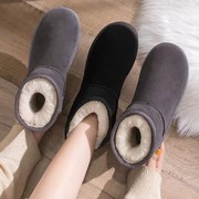 雪地靴女短筒2023冬季雪地棉鞋加绒加厚面包鞋防滑保暖女靴子