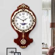 美式挂钟客厅家用静音钟表实木，大号装饰时钟，简约时尚大气欧式挂表