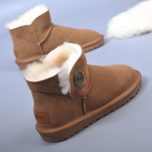 雪地靴女真皮羊毛短筒2023冬季加厚保暖百搭软底皮毛一体棉靴