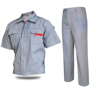 夏季短袖工作服套装，男薄款耐磨汽修车间厂服上衣，定制机电工劳保服