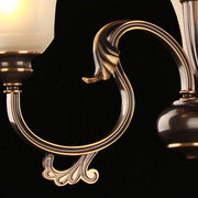 LED美式吊灯简约餐厅5头全铜灯具黑擦金艺术客厅卧室铜灯HF07