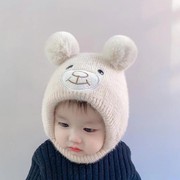 男宝宝小孩帽子可爱超萌秋冬季女婴儿加厚护耳儿童防风帽2023