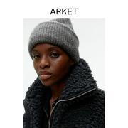 arket女士羊驼毛混纺，针织毛线帽深灰色2023秋冬经典款0998379010