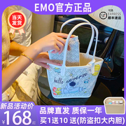 emo真皮托特包女子母包小众(包小众，)设计高级感包包手提单肩狗牙涂鸦包