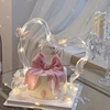 网红女神生日蛋糕装饰发光飘带摆件粉色糯米纸蝴蝶结，仙女蛋糕插件