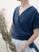 罩衫外套亚麻披肩交领上衣昆达里尼禅服瑜伽气质冥想防晒短袖绑带