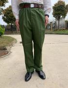 大裆军绿色的确良65式裤子直筒裤子高腰薄款夏季长裤老式涤卡男士