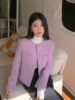 黄色 韩国 PROPER 女士优雅小香风圆领单排扣羊毛短外套