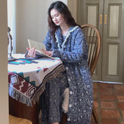 族玛士睡袍浴袍冬季女士，2023表层纯棉睡衣夹，棉袄加厚浴袍晨袍