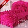 韩版冬季珊瑚绒四件套加厚公主蕾丝床上1.8m床裙短毛法兰绒红被套