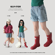 蓝小爸女童牛仔短裤，2024夏季儿童，韩版卷边休闲裤宝宝时髦裤子