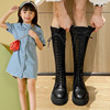 女童靴子2024秋冬季高筒，长靴走秀演出单靴儿童，马丁靴加绒公主皮靴