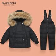 波比猪儿童羽绒服套装，1-3岁宝宝粉色洋气，加厚男女童冬2022年