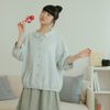 桔熊春秋季日系衬衫，女宽松娃娃领镂空蕾丝，蝙蝠袖上衣大码ab19259